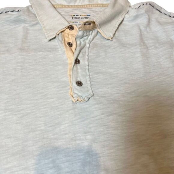 True Grit Young and Free Men's Burnout Slub Button Polo Light Blue M - Picture 2 of 14